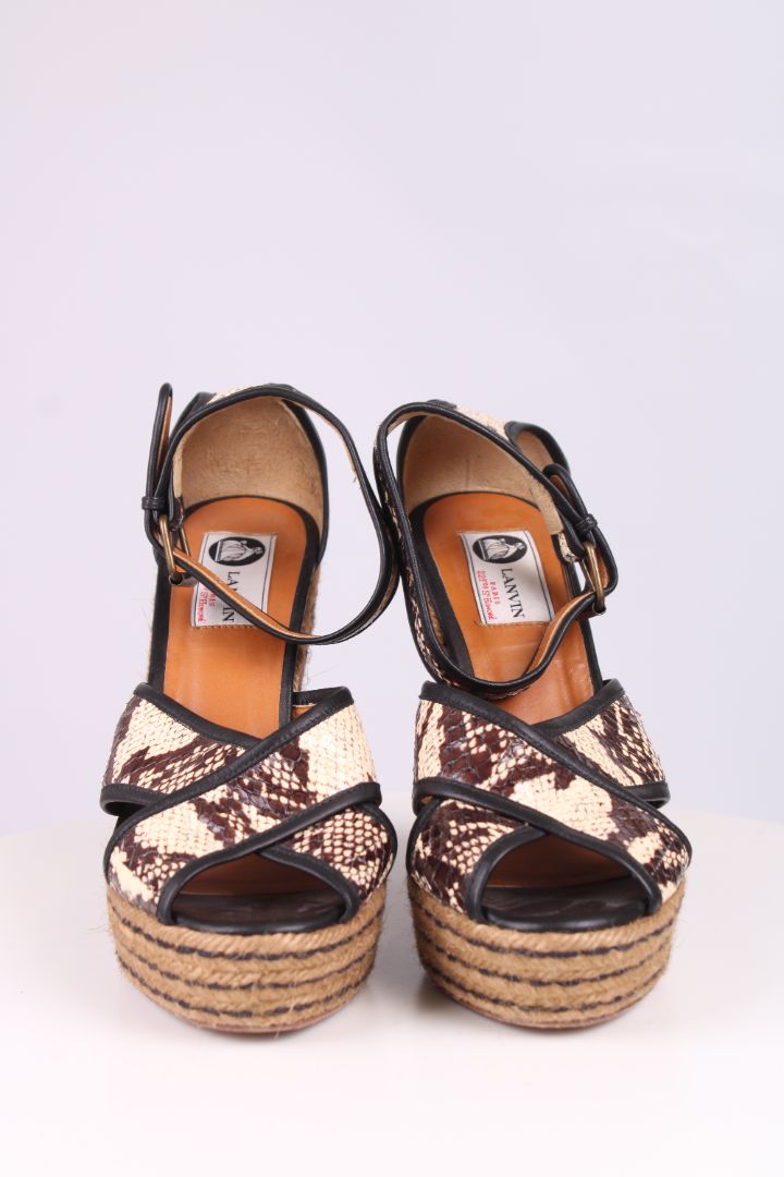 Lanvin Python Leather Espadrile wedges brown/cream 39