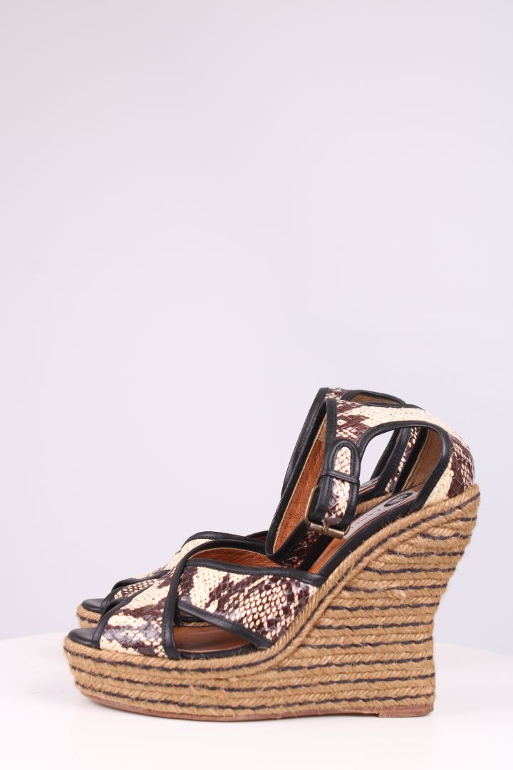 Lanvin Python Leather Espadrile wedges brown/cream 39