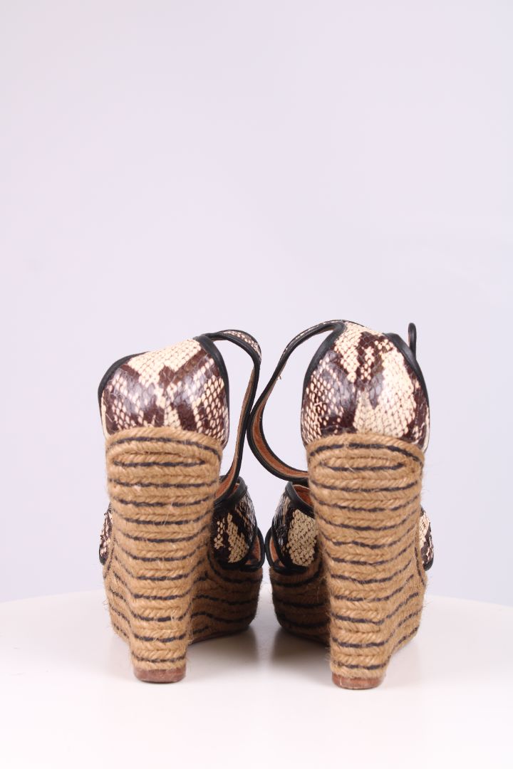 Lanvin Python Leather Espadrile wedges brown/cream 39