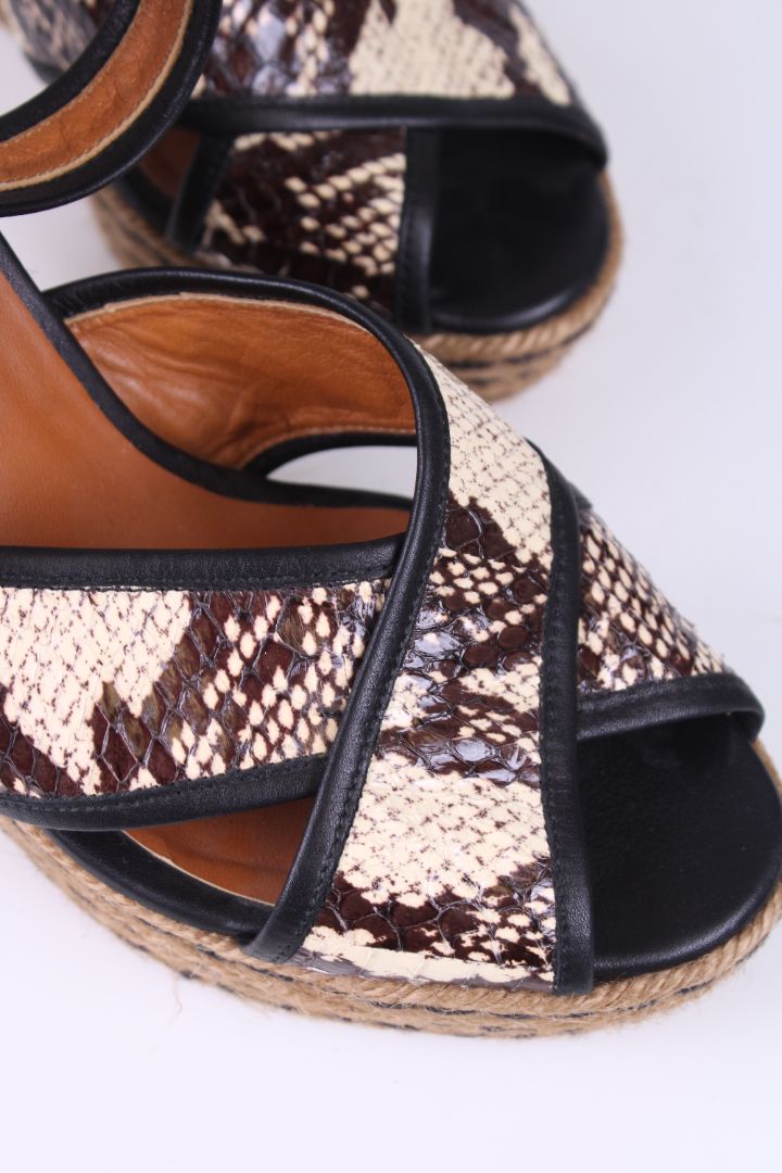 Lanvin Python Leather Espadrile wedges brown/cream 39
