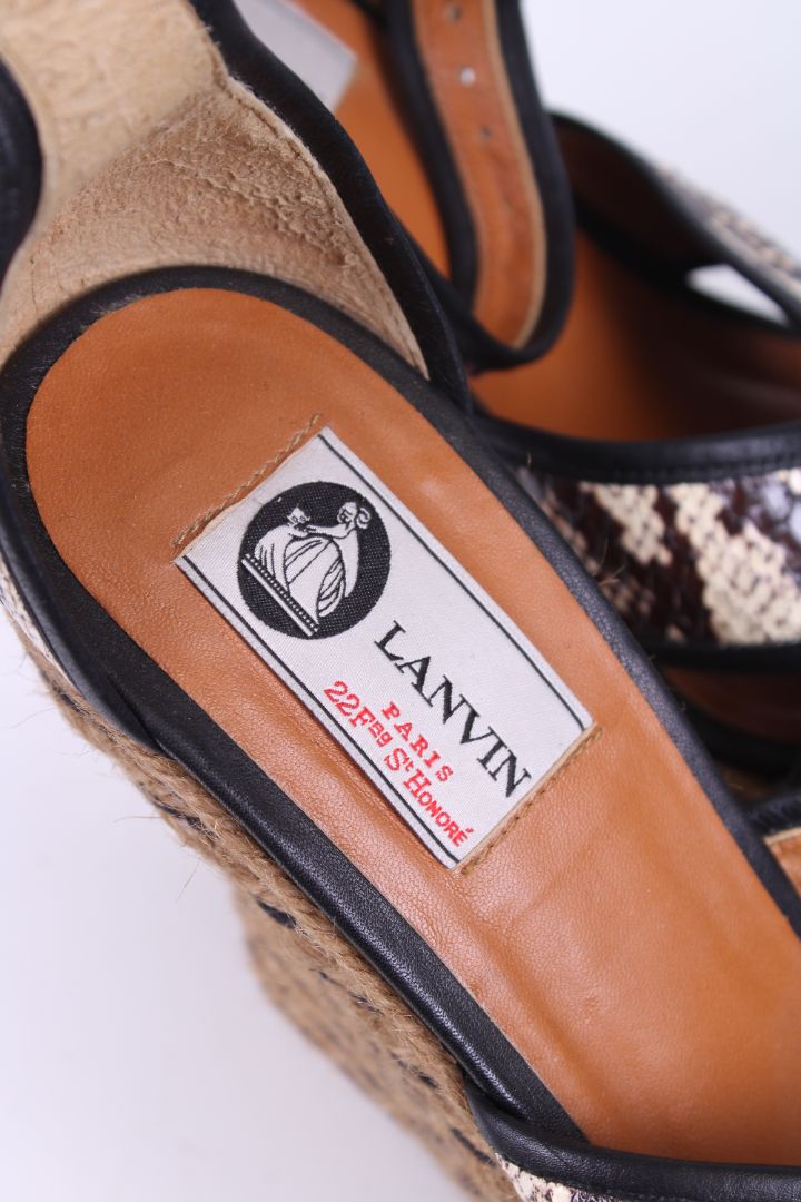 Lanvin Python Leather Espadrile wedges brown/cream 39