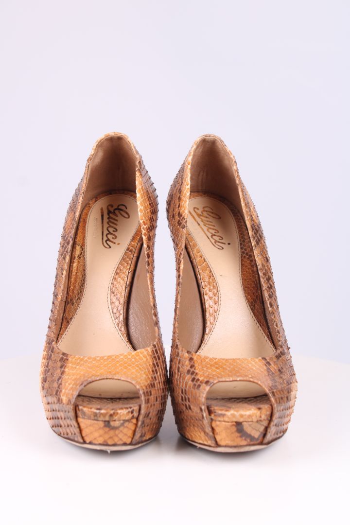Gucci Python Peep toe heels Snakeskin 39