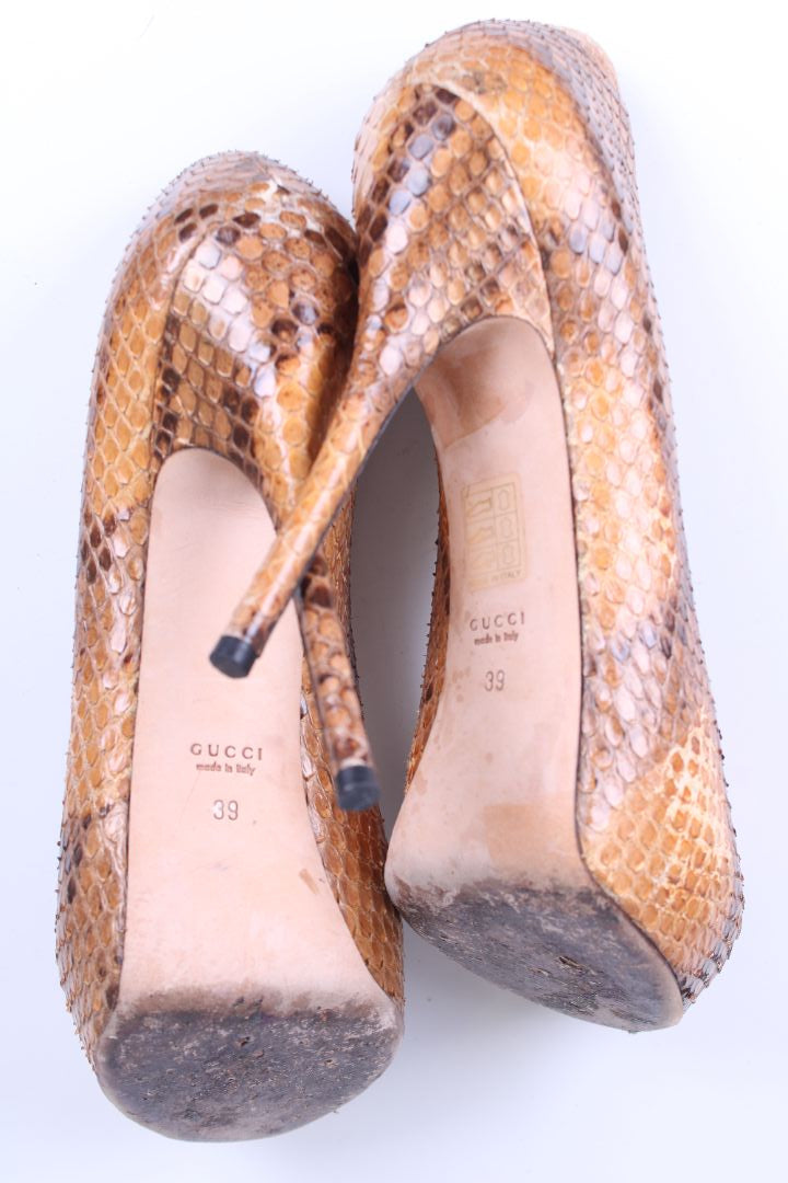 Gucci Python Peep toe heels Snakeskin 39