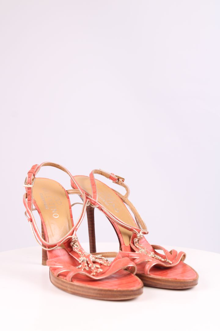 Valentino Coral embellished strap heel Coral 39