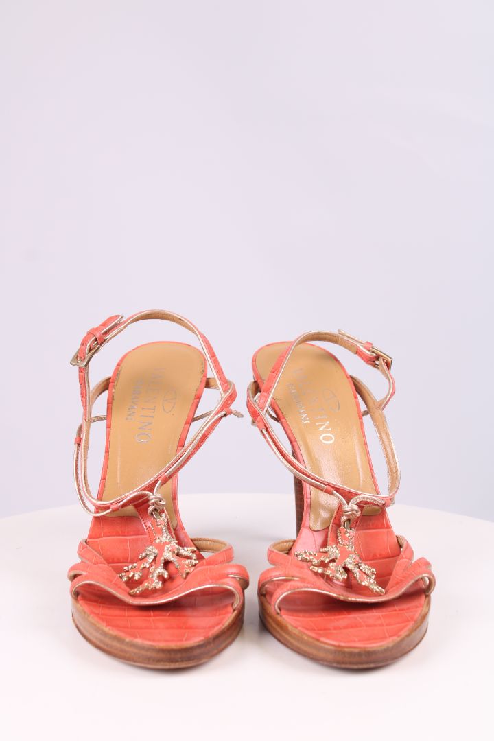 Valentino Coral embellished strap heel Coral 39