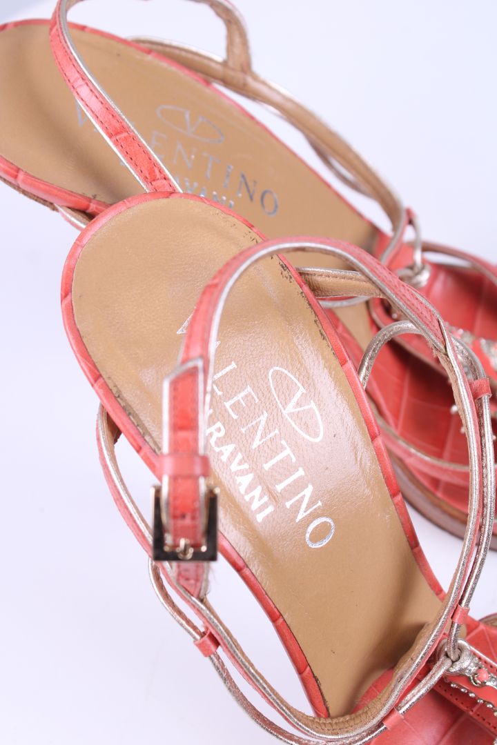 Valentino Coral embellished strap heel Coral 39