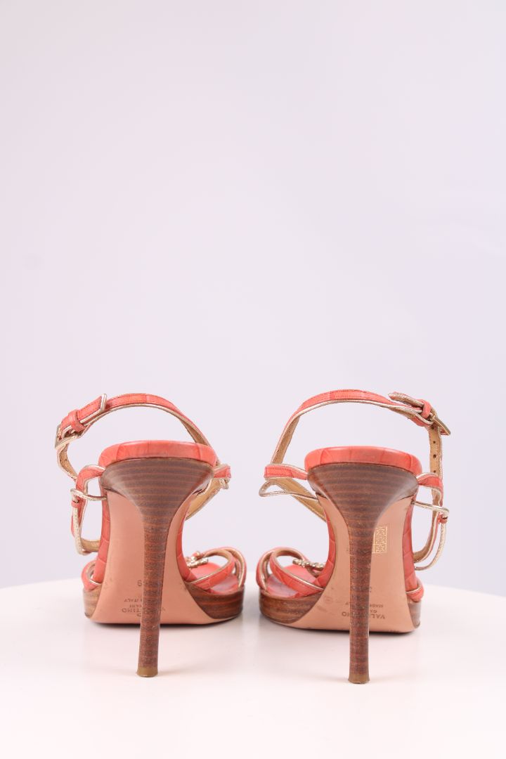 Valentino Coral embellished strap heel Coral 39