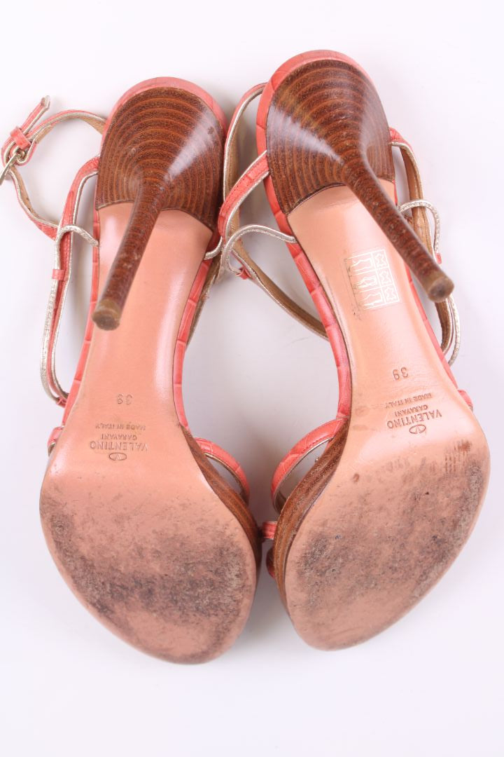 Valentino Coral embellished strap heel Coral 39