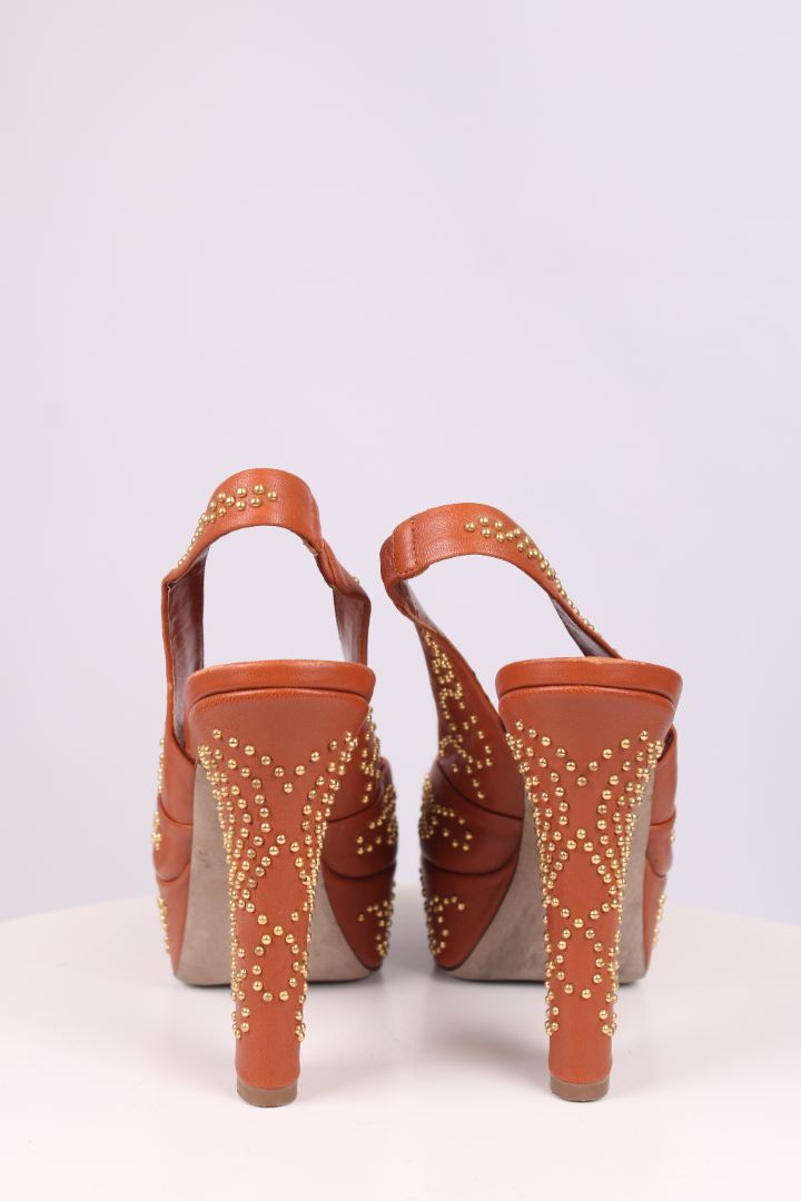 Sergio Rossi Studded platform heels Tan 39