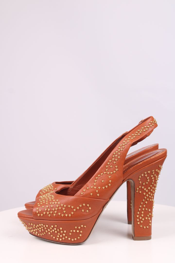 Sergio Rossi Studded platform heels Tan 39