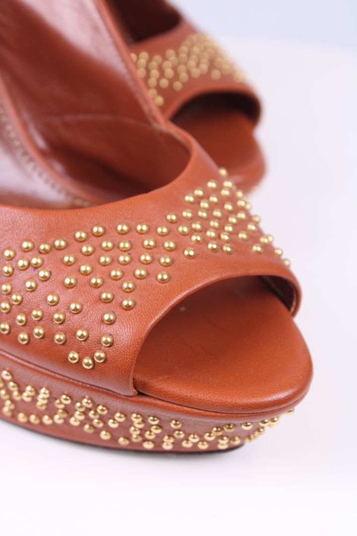 Sergio Rossi Studded platform heels Tan 39