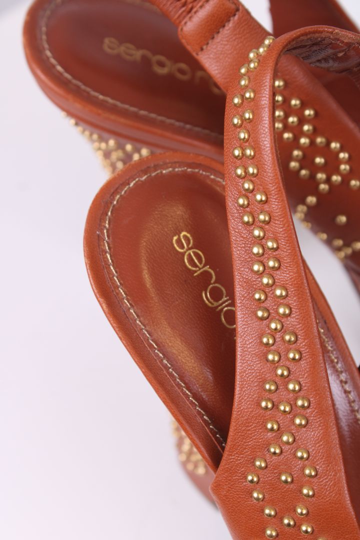 Sergio Rossi Studded platform heels Tan 39