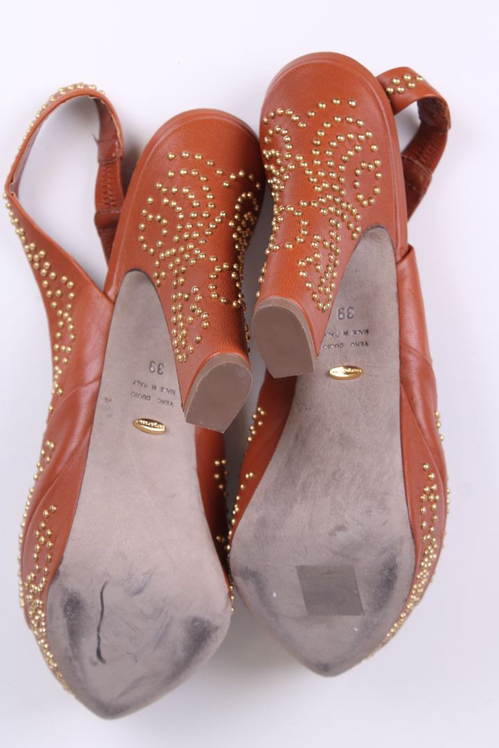 Sergio Rossi Studded platform heels Tan 39