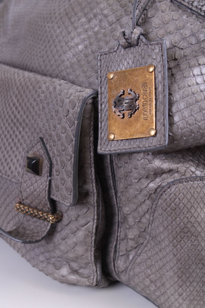 Roberto Cavalli Snake skin handbag Grey
