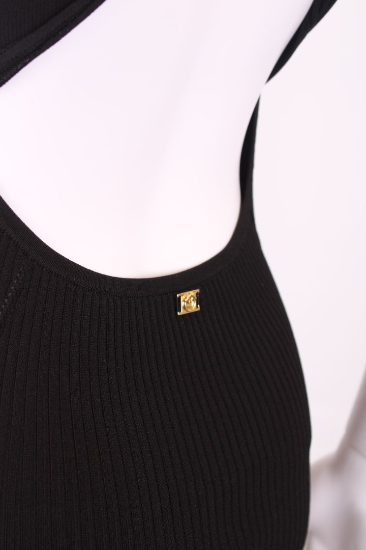 Pinko S/S Rib Knit Dress Black S