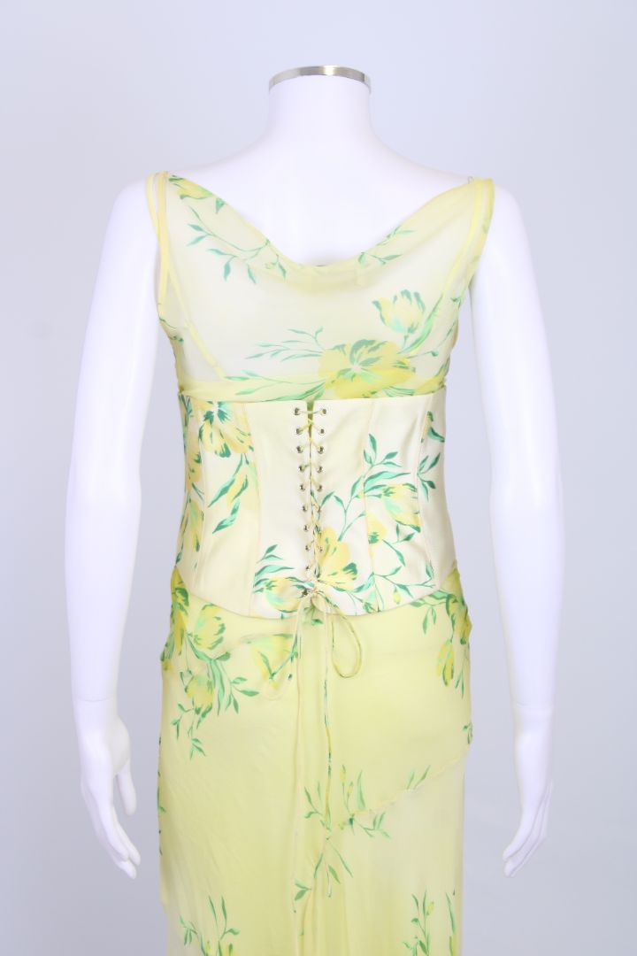 De La Vali Perenna Floral Midi Dress Yellow/ Green 10