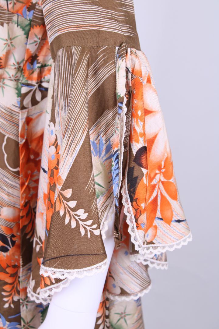 Paul & Joe Floral Print Tunic Top Khaki/ Orange M