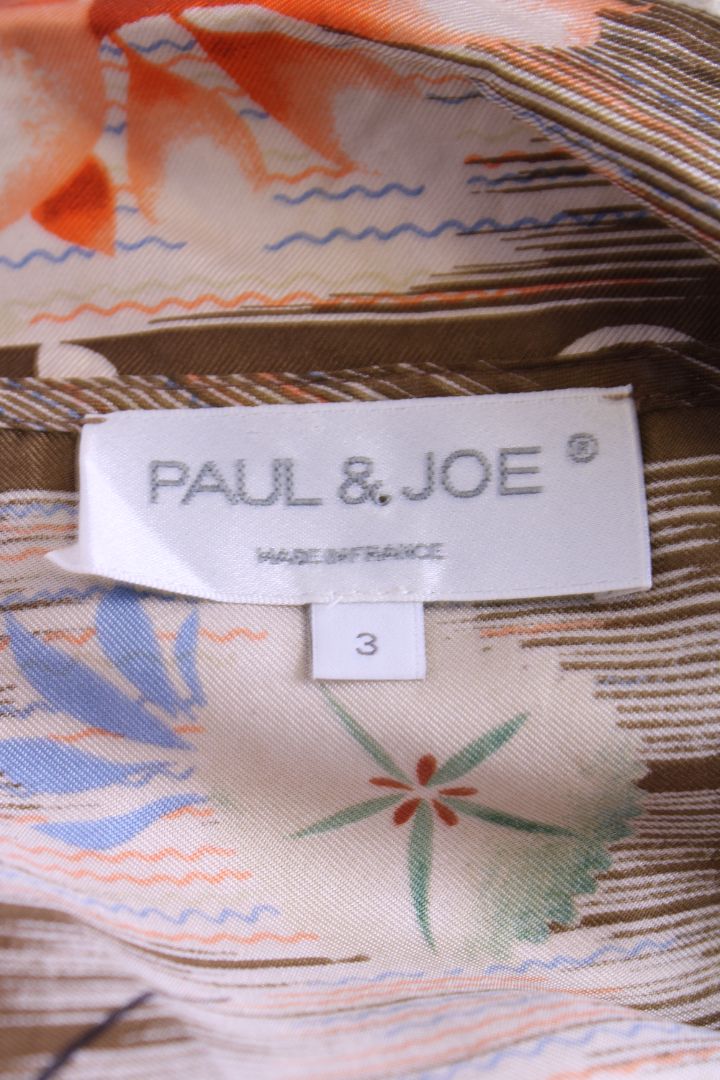 Paul & Joe Floral Print Tunic Top Khaki/ Orange M