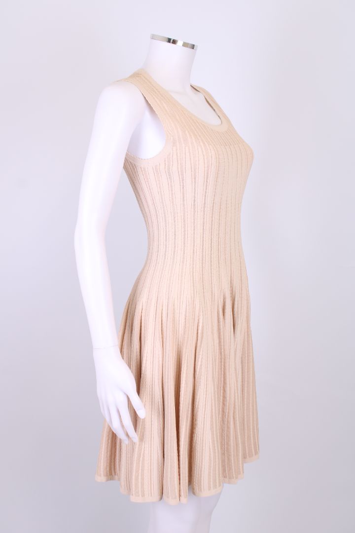 Alaia S/S Ribbed Dress Beige 14