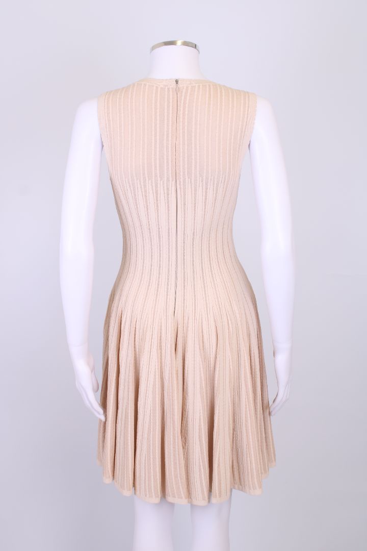 Alaia S/S Ribbed Dress Beige 14