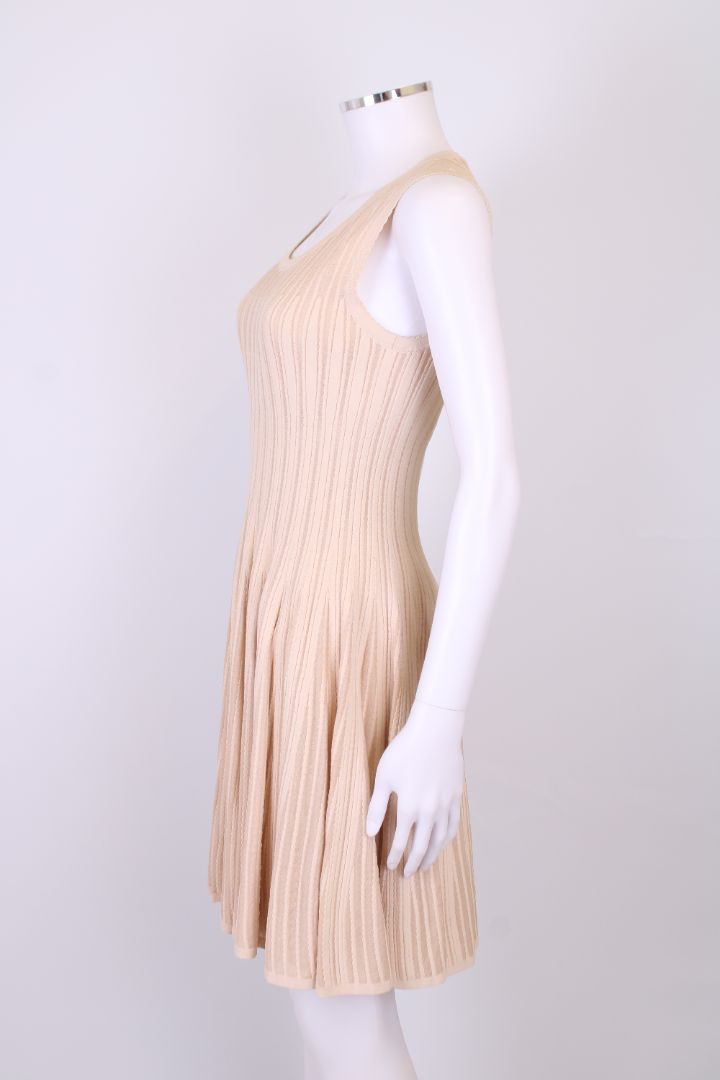 Alaia S/S Ribbed Dress Beige 14