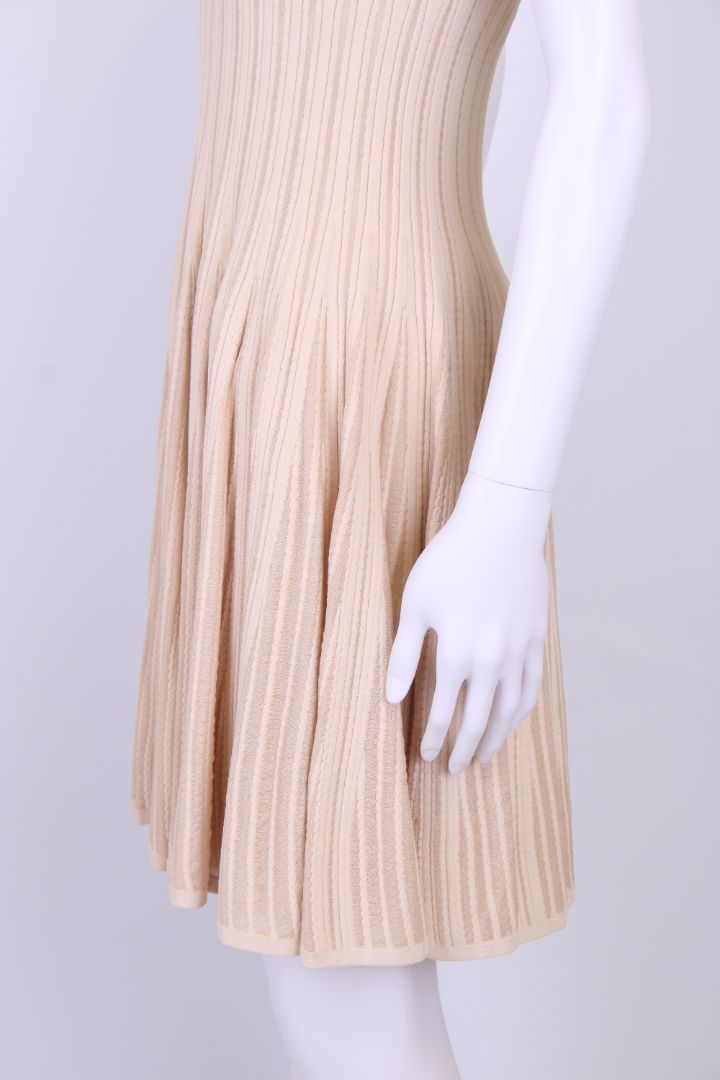 Alaia S/S Ribbed Dress Beige 14