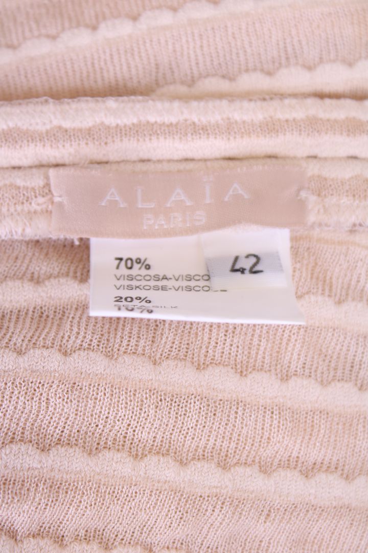 Alaia S/S Ribbed Dress Beige 14