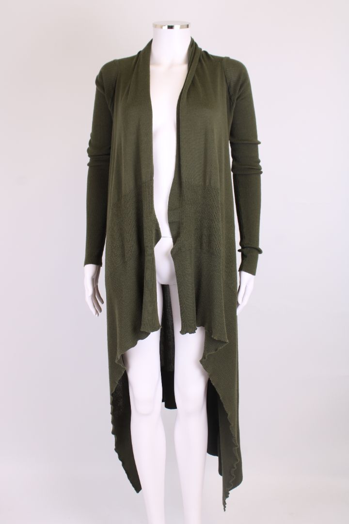 Rick Ownes Long Waterfall Cardigan Khaki XS