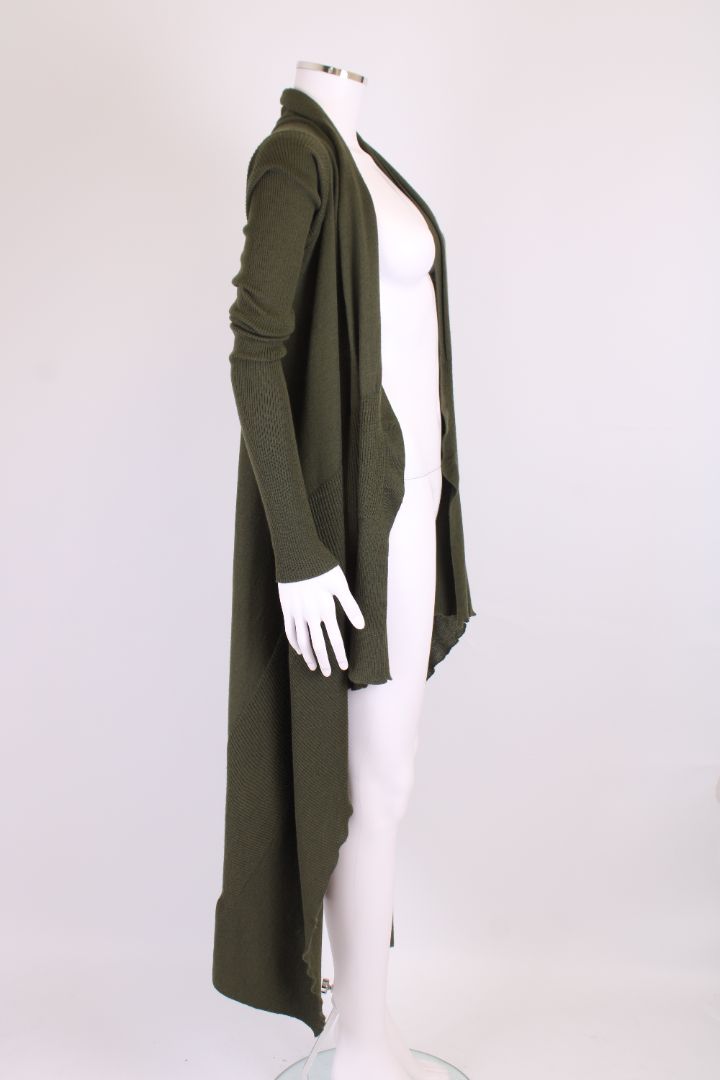 Rick Ownes Long Waterfall Cardigan Khaki XS