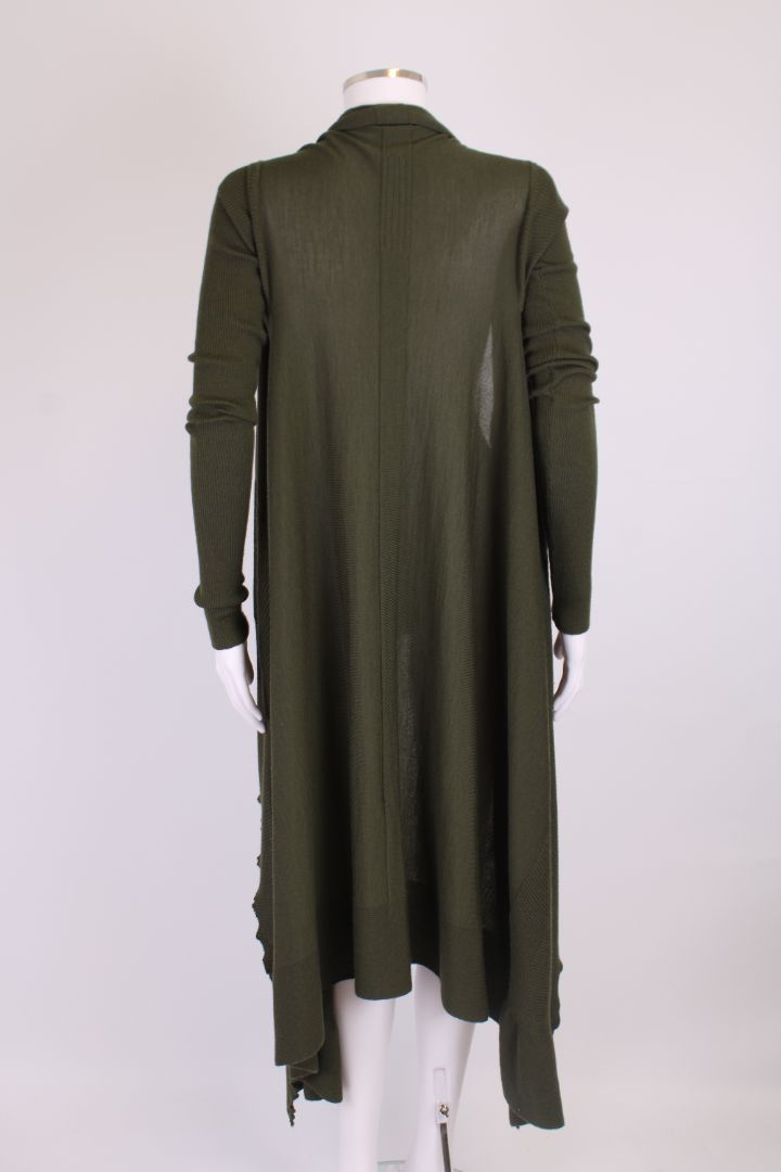 Rick Ownes Long Waterfall Cardigan Khaki XS