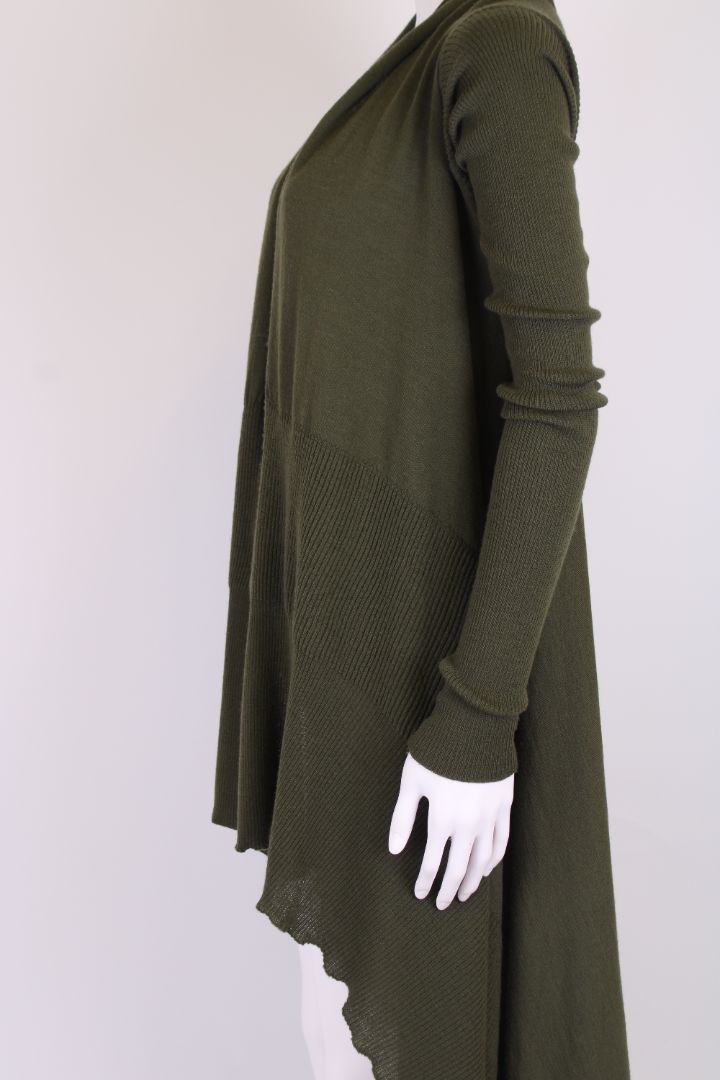 Rick Ownes Long Waterfall Cardigan Khaki XS