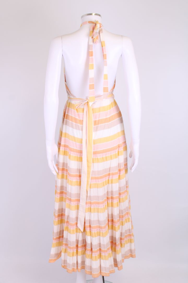 Zimmermann Halter Neck Stripe Dress Yellow/ White S