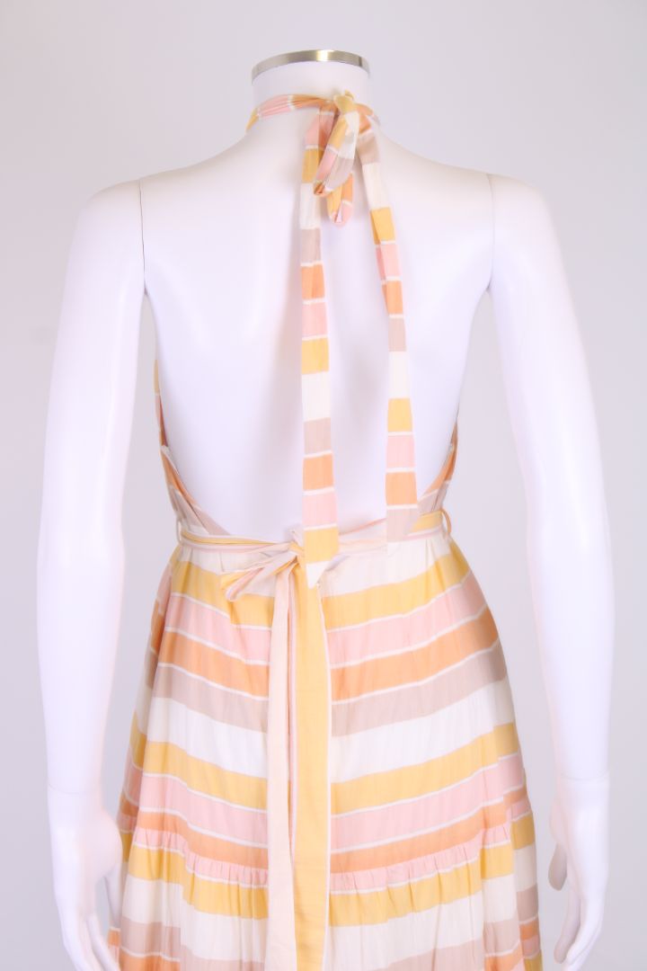 Zimmermann Halter Neck Stripe Dress Yellow/ White S