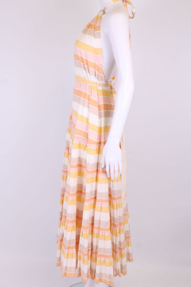 Zimmermann Halter Neck Stripe Dress Yellow/ White S