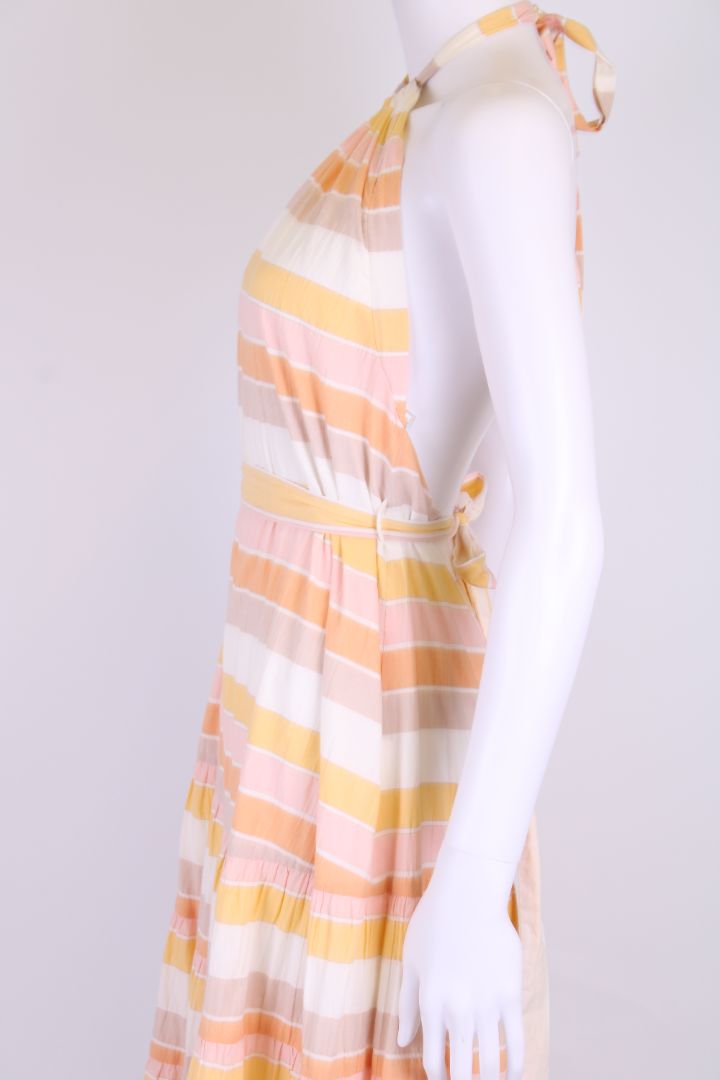 Zimmermann Halter Neck Stripe Dress Yellow/ White S