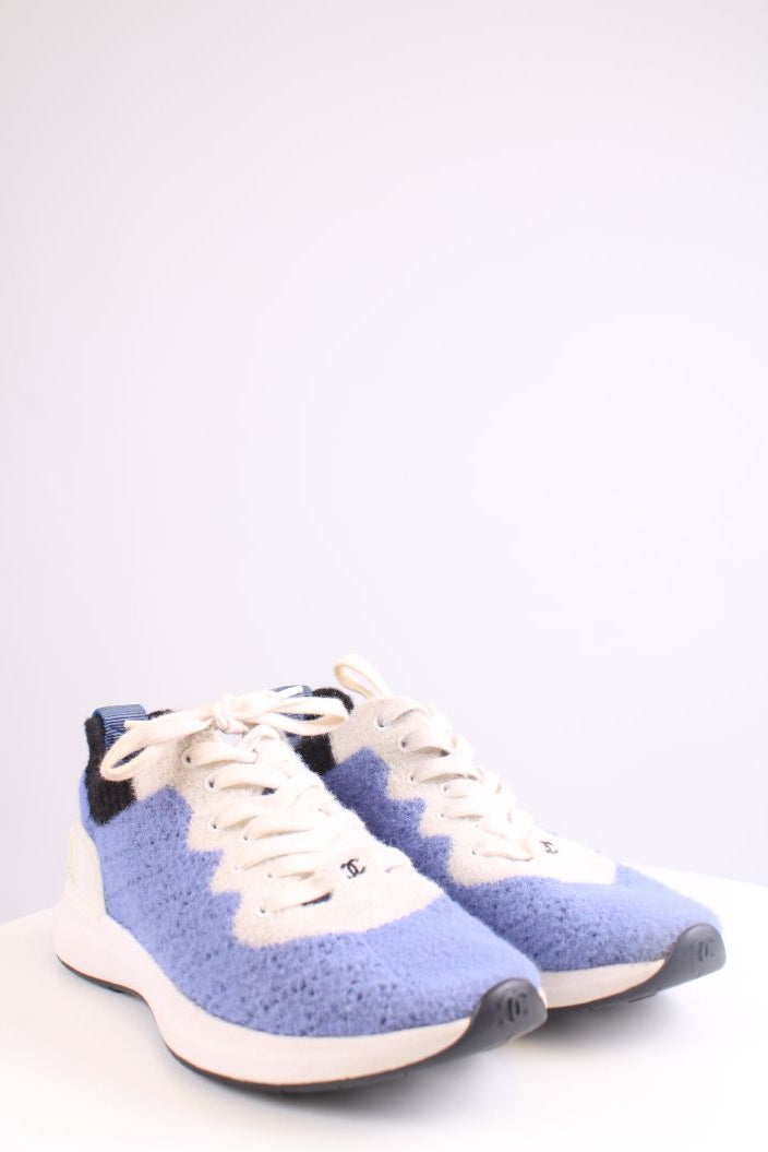 Chanel Knit Trainers Blue/ White 38