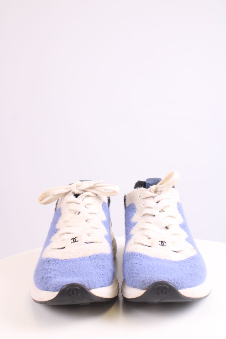 Chanel Knit Trainers Blue/ White 38