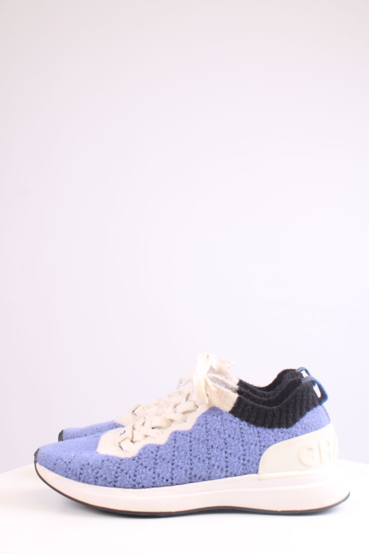 Chanel Knit Trainers Blue/ White 38