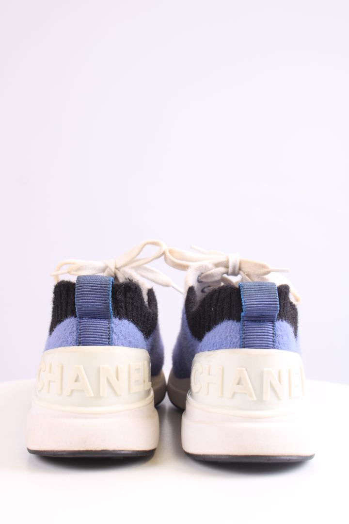Chanel Knit Trainers Blue/ White 38
