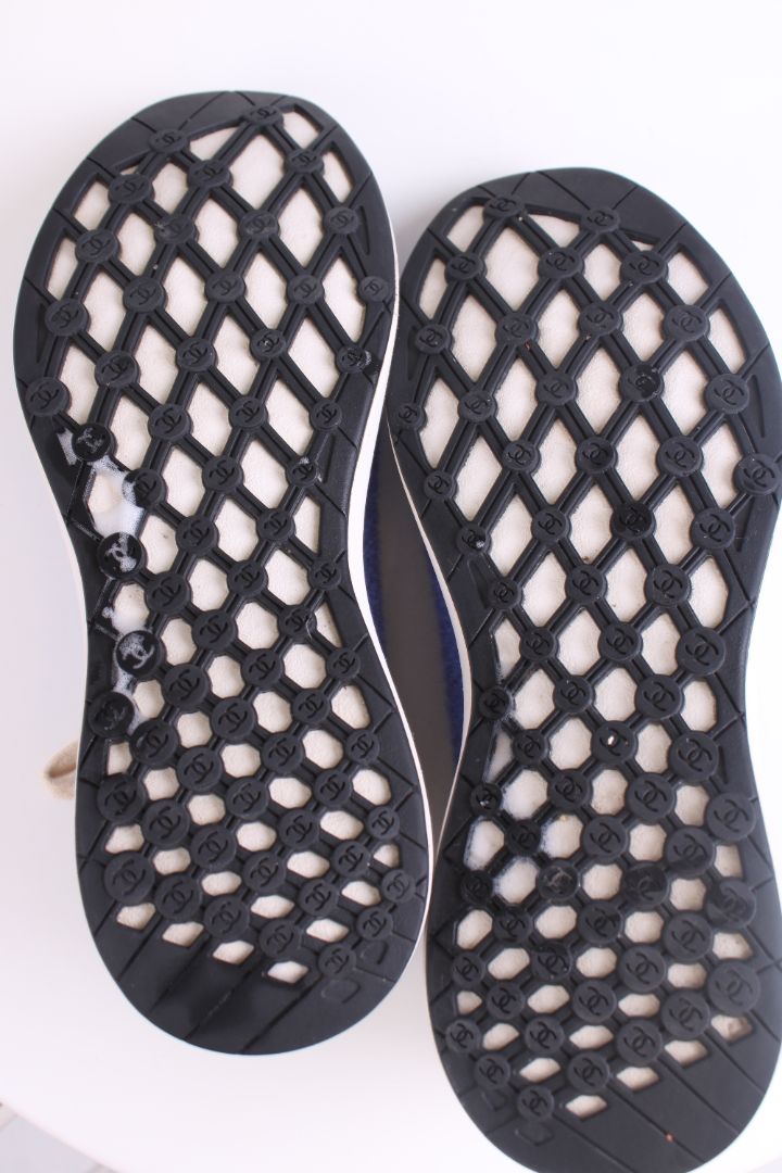 Chanel Knit Trainers Blue/ White 38