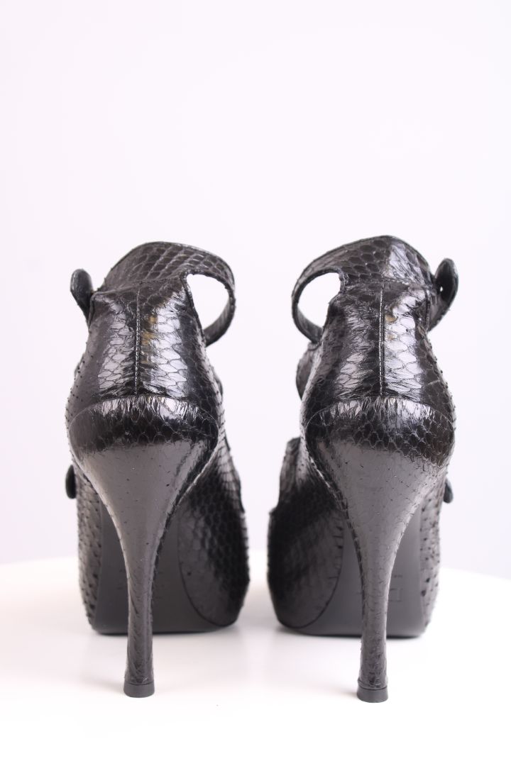 Christian Dior Python Peep Toe Black 39