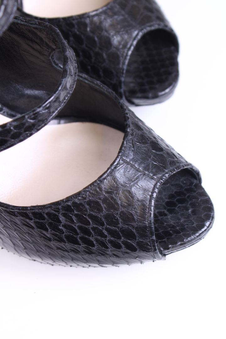 Christian Dior Python Peep Toe Black 39