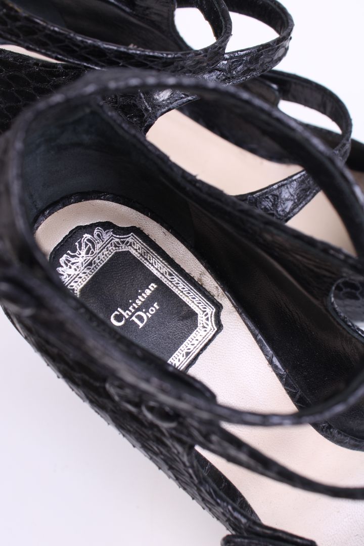 Christian Dior Python Peep Toe Black 39
