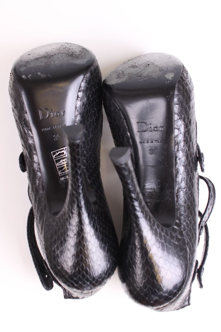 Christian Dior Python Peep Toe Black 39