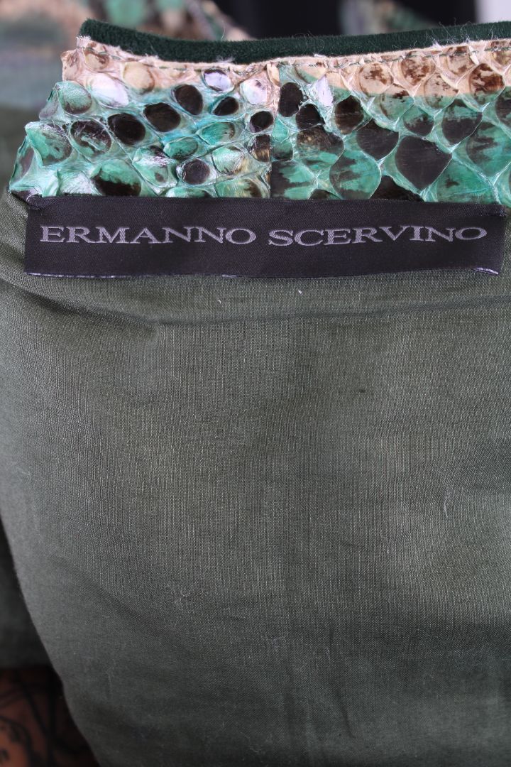 Ermanno Scervino Snake Skin Biker Jacket Green/ Beige S
