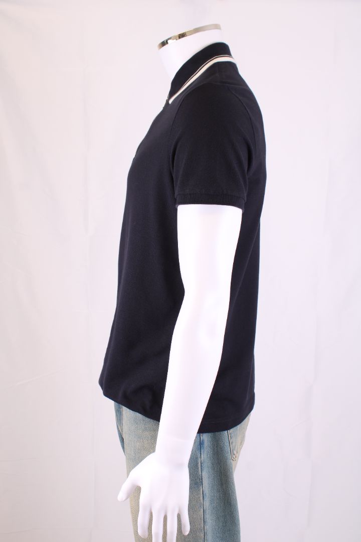 Loro Piana S/S Half Zip Polo Top Navy/ White M