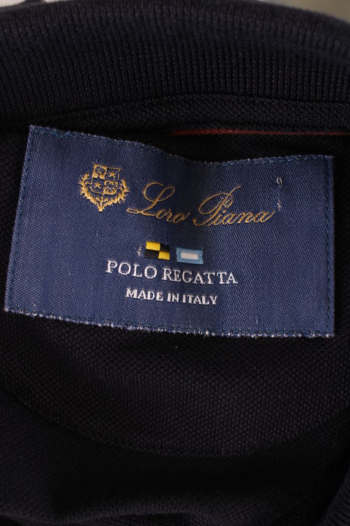 Loro Piana S/S Half Zip Polo Top Navy/ White M
