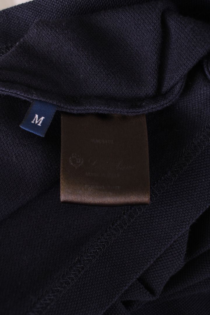 Loro Piana S/S Half Zip Polo Top Navy/ White M