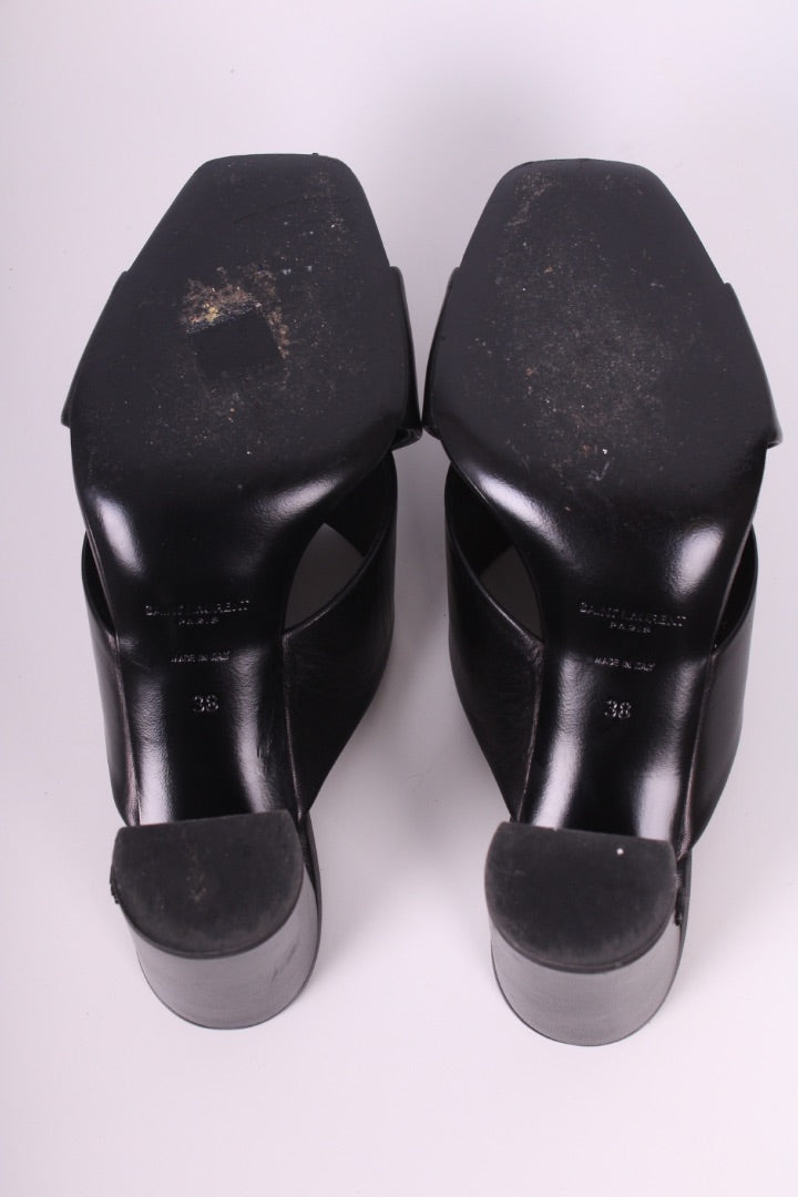 Saint Laurent Mule Block Heels Black 38