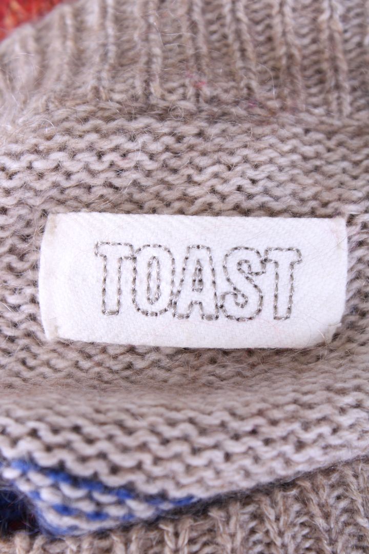 Toast L/S Stripe Jumper Beige/ Red S